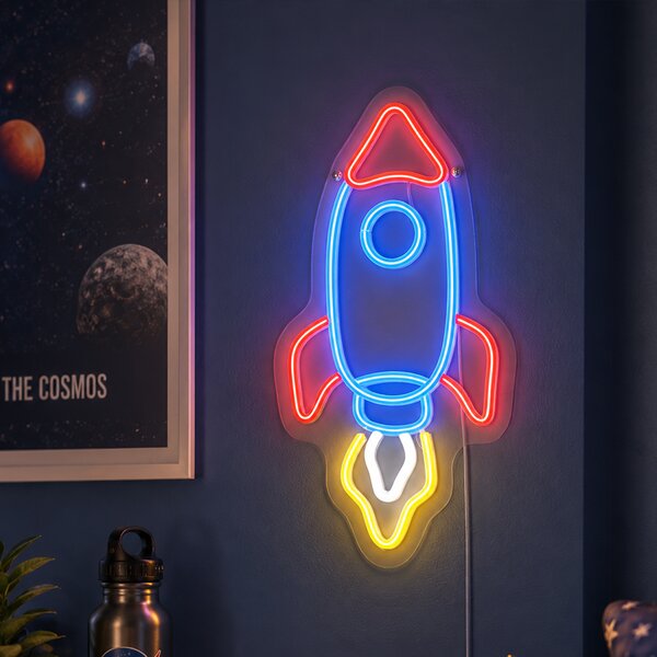 Неонова стенна лампа многоцветна с LED - Rocket