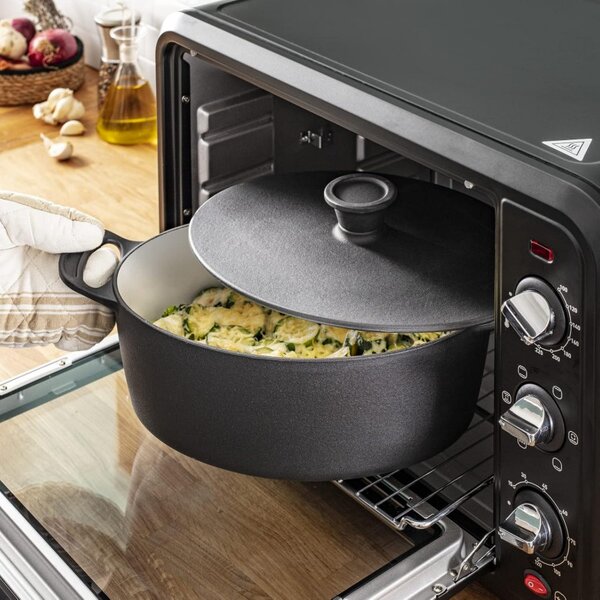 Чугунена тенджера Tefal E2125455 Jamie Oliver, 5.1 л, 45 см, Овална форма, До 250C, Емайлирана, Индукция, Черен
