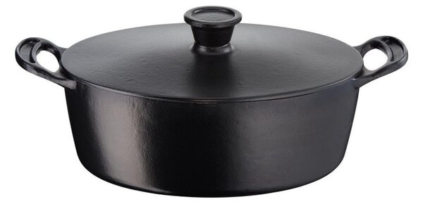 Чугунена тенджера Tefal E2125455 Jamie Oliver, 5.1 л, 45 см, Овална форма, До 250C, Емайлирана, Индукция, Черен