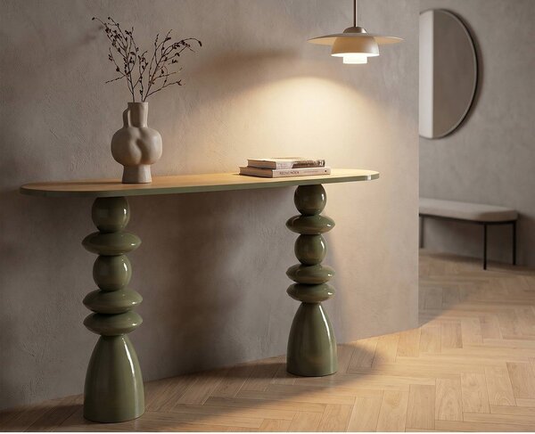 Зелена метална конзолна маса 45x150 cm Metal Console – Mauro Ferretti