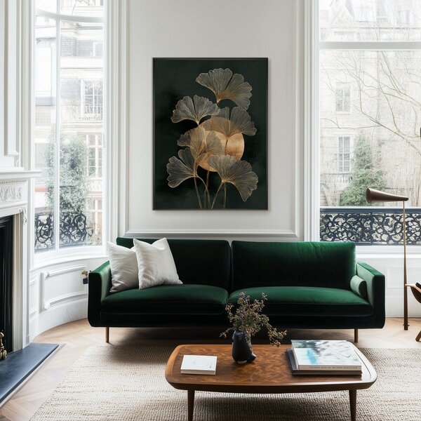 Печатна картина с включена рамка 60x80 cm Gold Ginkgo – Styler