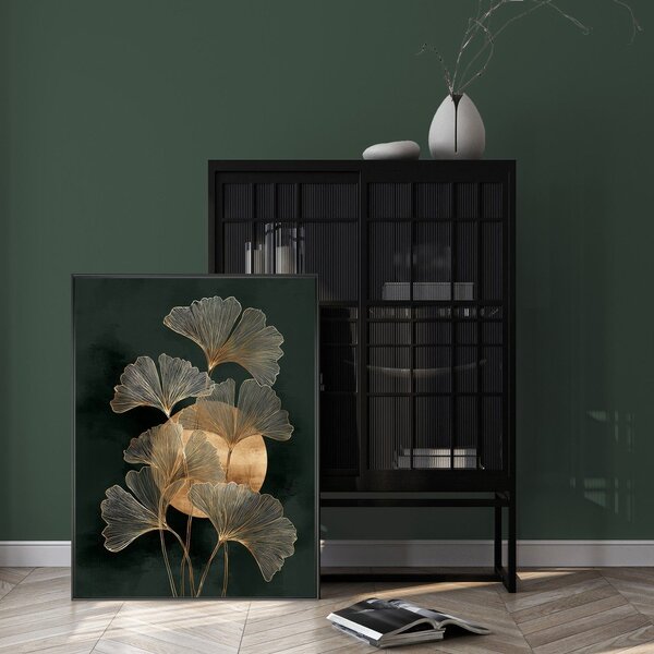 Печатна картина с включена рамка 60x80 cm Gold Ginkgo – Styler