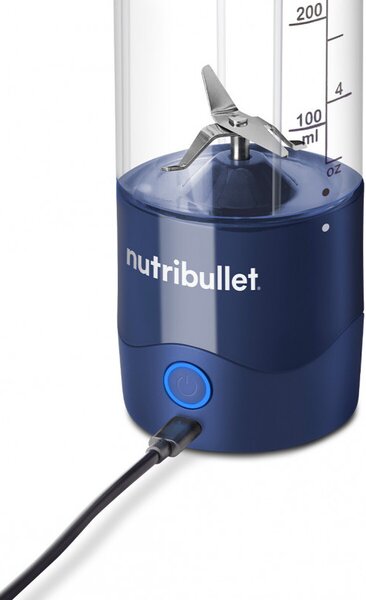 Преносим USB блендер Nutribullet NBP003NBL, 2000 mAh, 475 ml, 4 ножа, Трошене на лед, До 15 цикъла, Син