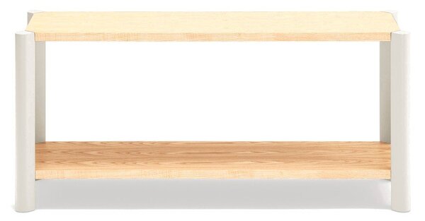 Кремав/в светло естествен цвят стелаж от декор от дъб 126x59x43 cm Bona – Teulat