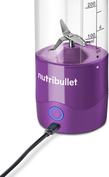 Преносим USB блендер Nutribullet NBP003PU, 2000 mAh, 475 ml, 4 ножа, Трошене на лед, До 15 цикъла, Лилав