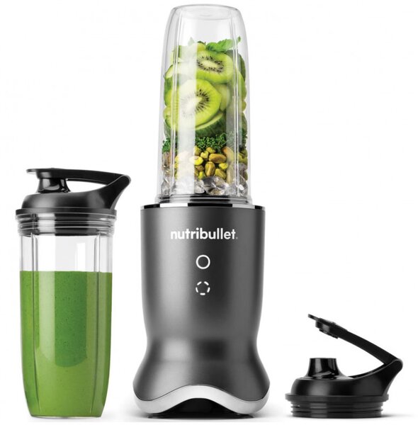 Блендер Nutribullet NB1206DGCC, 1200W, 900 мл, 1 скорост + Pulse, Сензорни бутони, Без BPA, Тъмносив/сребрист