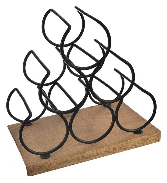 Дървена/метална стойка за вино брой бутилки 6 Black – Orion