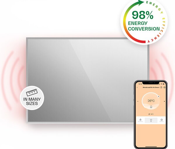 Klarstein La Palma 750 smart отоплител 2 in 1 Инфрачервен конвектор 85x60 см 500W огледална предна част
