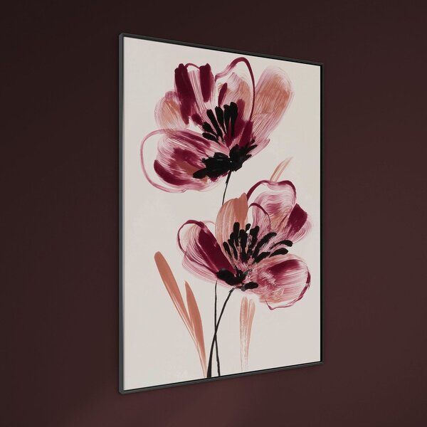 Печатна картина с включена рамка/върху платно 70x100 cm Burgundy Blooms – Styler