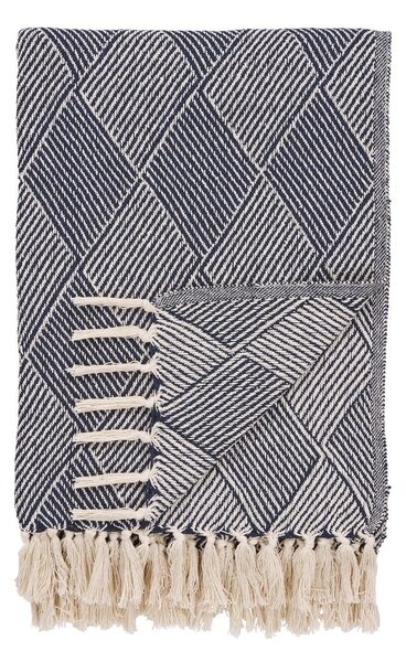 Синьо одеяло от рециклиран памук 130x180 cm Izmir – House Nordic