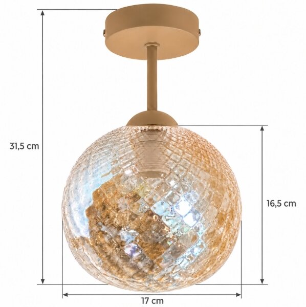 BRILAGI - LED плафон R GLASS 1xE27/60W/230V Ø 17 cm бежов/опушен бежов