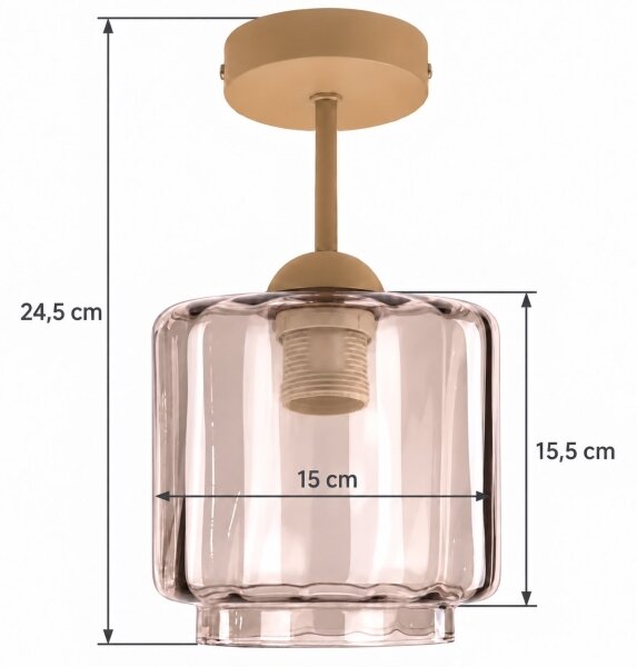 BRILAGI - LED плафон R GLASS 1xE27/60W/230V pr. 15cm бежов/опушено бежов