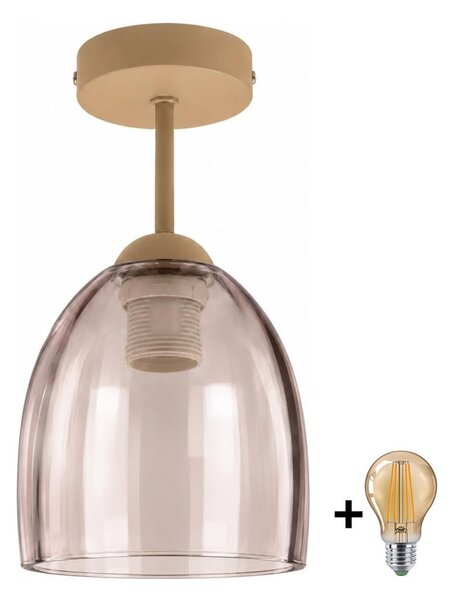 BRILAGI - LED Плафонен полилей R GLASS 1xE27/60W/230V Ø 17 см бежово/димно бежово