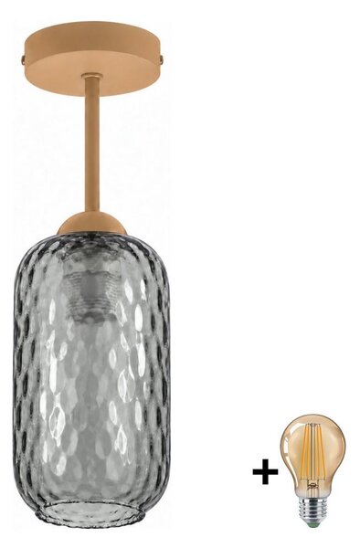 BRILAGI - LED плафон R GLASS 1xE27/60W/230V Ø 14 см бежов/димно сив