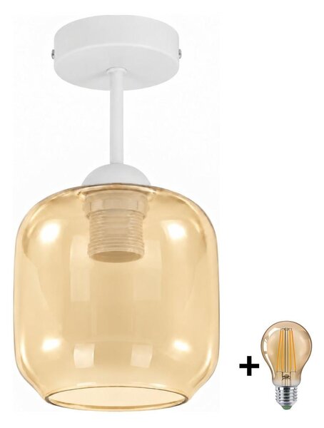 BRILAGI - LED Плафон R GLASS 1xE27/60W/230V Ø 14 см бял/димно-бежов