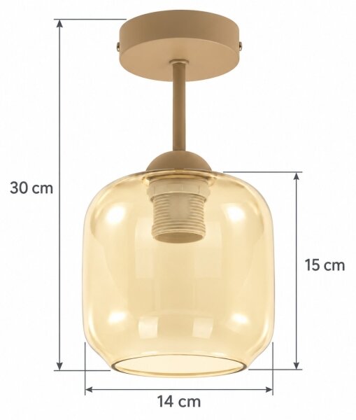 BRILAGI - LED повърхностно монтиран плафон R GLASS 1xE27/60W/230V Ø 14 см бежов/опушено бежово