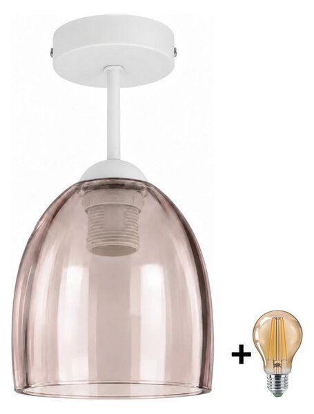 BRILAGI - LED плафон R GLASS 1xE27/60W/230V Ø 17 см бял/опушен бежов