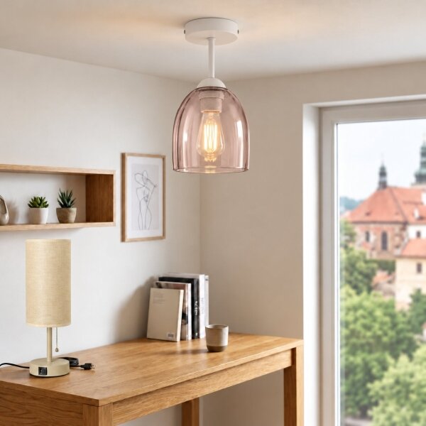BRILAGI - LED плафон R GLASS 1xE27/60W/230V Ø 17 см бял/опушен бежов