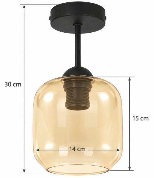 BRILAGI - LED плафон R GLASS 1xE27/60W/230V Ø 14 см черен/опушен бежов