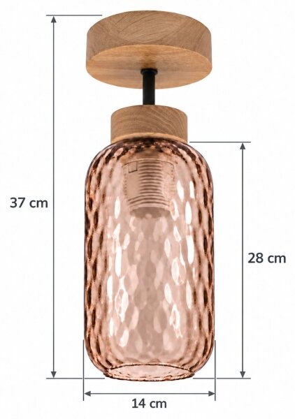 BRILAGI - LED плафон R GLASS 1xE27/60W/230V Ø 14 см дъб/димчато кафяво