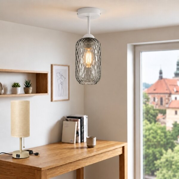 BRILAGI - LED плафониера R GLASS 1xE27/60W/230V Ø 14 см бяла/димносива