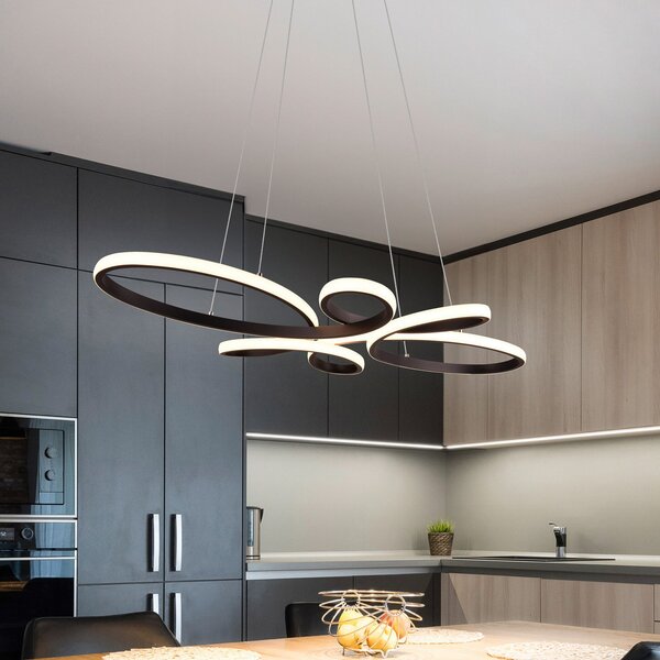 Trio Lighting LED висящо осветление Fly, матово черно, 3 000 K, 83 cm x 45 cm, Затъмняване, Черен, Дневна/трапезария, Метал, Модерен