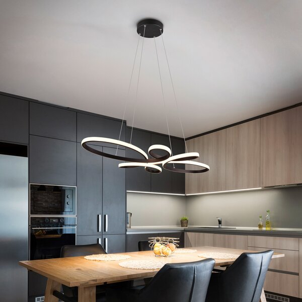 Trio Lighting LED висящо осветление Fly, матово черно, 3 000 K, 83 cm x 45 cm, Затъмняване, Черен, Дневна/трапезария, Метал, Модерен
