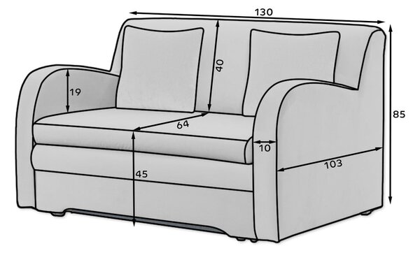 Светлосив кадифен разтегателен диван 130 cm Ario – ELTAP