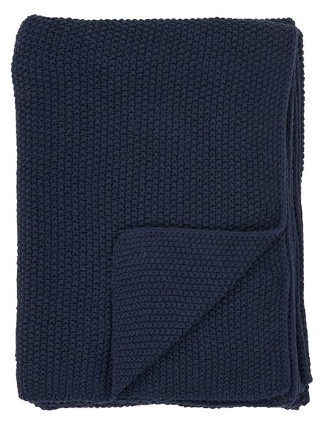 Тъмносиньо одеяло от рециклиран памук 130x170 cm Santos – House Nordic