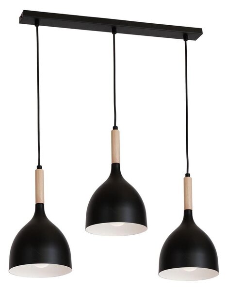 Пендел NOAK WOOD 3xE27/15W/230V черен/бук
