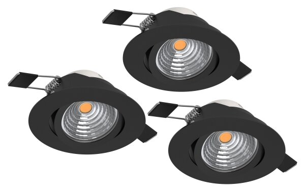 Eglo 902281-комплект 3xLED димируемо вградено таванно осветително тяло SALICETO LED/6,4W/230V диам.8,8cm черно