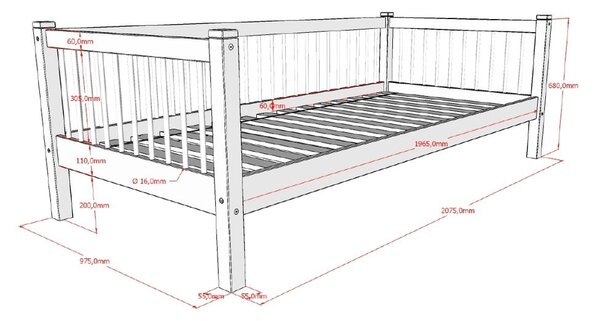 Бяло детско легло от масивен бук 90x200 cm Forrest – Vipack