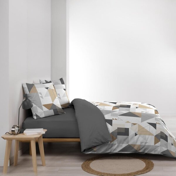 Бяло-сиво единично спално бельо от микрофибър 140x200 cm Trigone – douceur d'intérieur