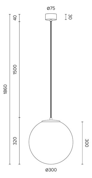 Бяла висяща лампа с цокъл в златист цвят TSUKI L, ⌀ 30 cm Tsuki - Sotto Luce