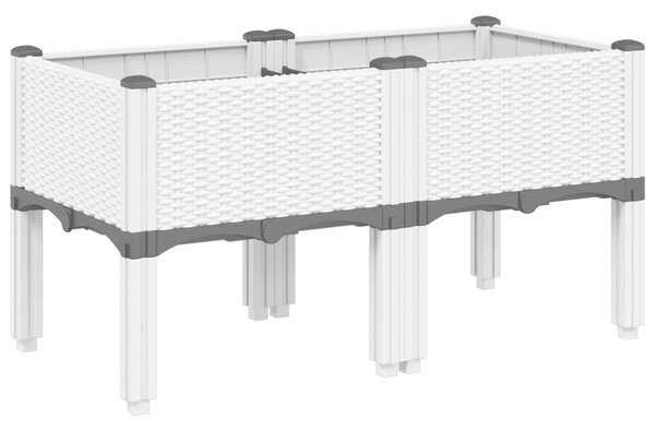 VidaXL Градинска кашпа с крака, бяла, 80x40x42 см, PP
