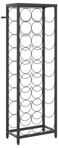 VidaXL Поставка за вино за 27 бутилки черна 34x18x100 см ковано желязо