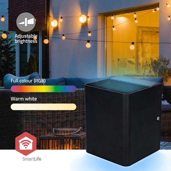 Nedis ZBLOW10RGBW - LED RGBW димируемо външно осветително тяло LED/12W/230V IP65 Wi-Fi Tuya черно
