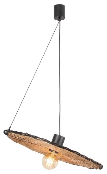 FARO 68590-70 - Висящ полилей COSTAS 1xE27/15W/230V Ø 100 cм черен/ратан