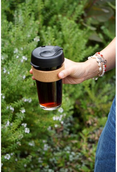 Черна/кафява чаша за път 454 ml Brew Cork Black L – KeepCup