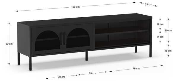 Черна маса за телевизор 160x50 cm Diora – Marckeric