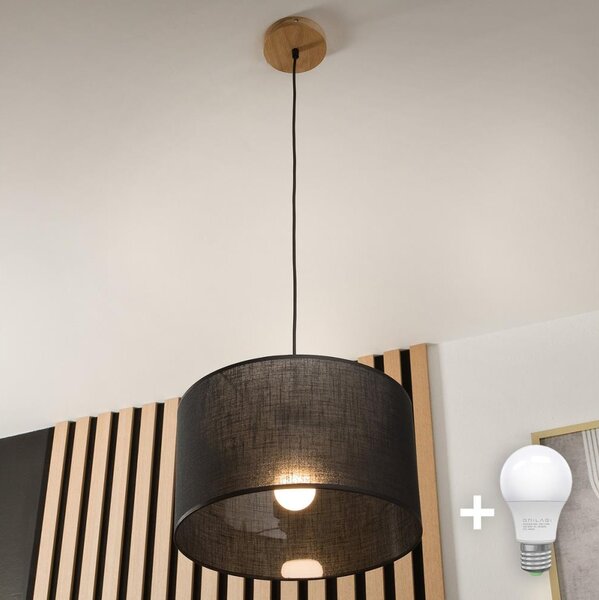 Brilagi - LED Пендел ANTHONY 1xE27/60W/230V дъб/черен