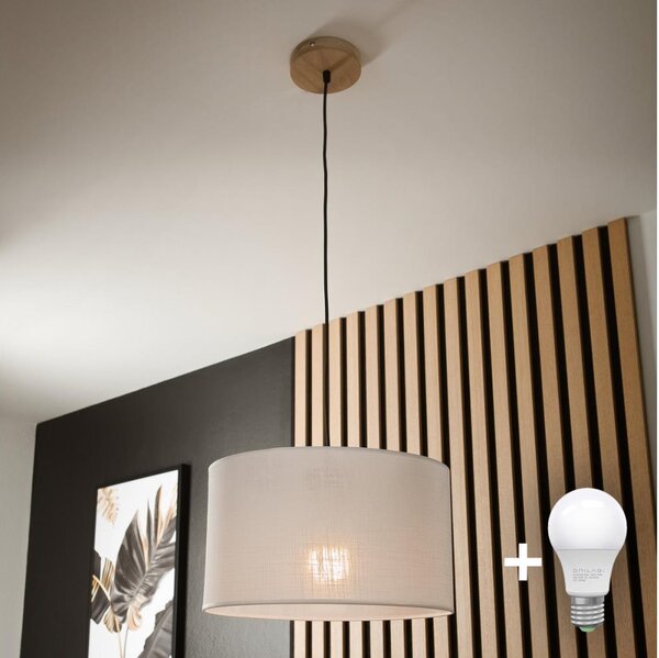 Brilagi - LED Пендел ANTHONY 1xE27/60W/230V дъб/бял