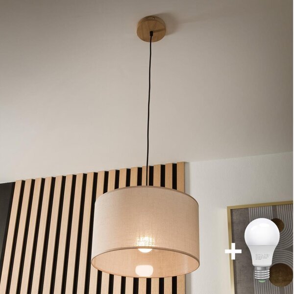 Brilagi - LED Пендел ANTHONY 1xE27/60W/230V дъб/бежов