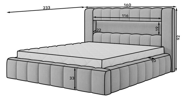 Бежово двойно легло 140x200 cm тапицирано с място за съхранение с включена подматрачна рамка Lamica – ELTAP