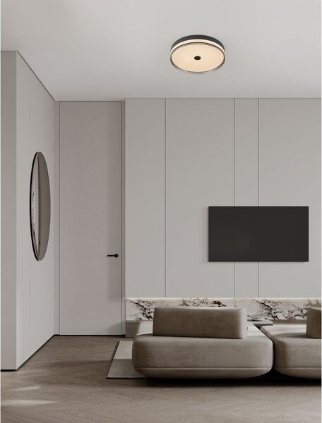 Матово черно стоманено LED затъмняващо се осветително тяло за таван Helios – Nova Luce