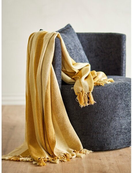 Жълто одеяло от рециклиран памук 130x160 cm Frello – Bloomingville