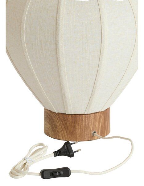 Кремава метална настолна лампа с текстилен абажур (височина 36 cm) Kyzo – Light & Living