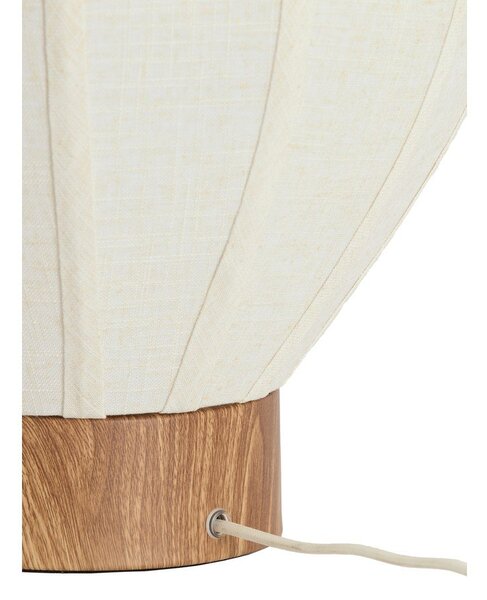 Кремава метална настолна лампа с текстилен абажур (височина 36 cm) Kyzo – Light & Living