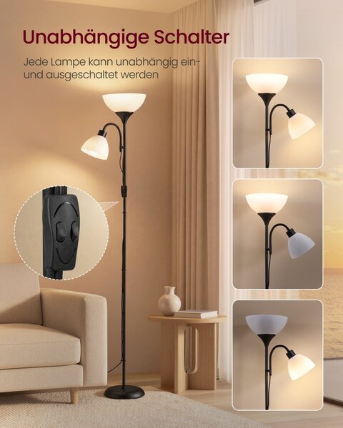 LED лампа „Lusia“, черна, 38,5 × 23,5 × 176 см