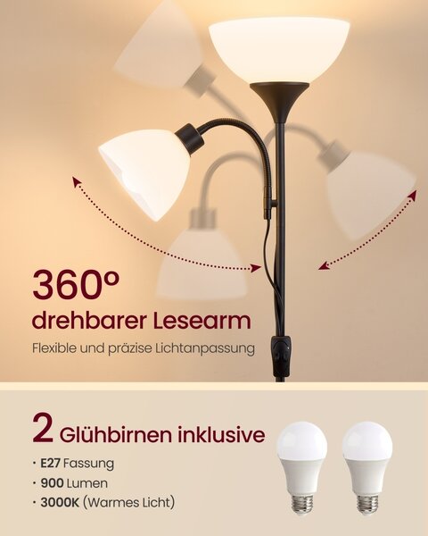LED лампа „Lusia“, черна, 38,5 × 23,5 × 176 см